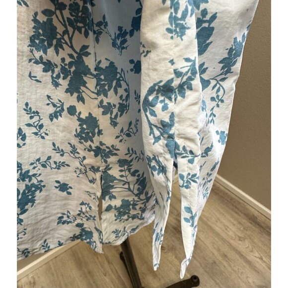 Women's Quick Dry Cover Up White Blue Floral Snap Medium Top Beach UV Fabric - Picture 8 of 16